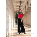 Women's Black Wide Leg Smocked Palazzo Pants